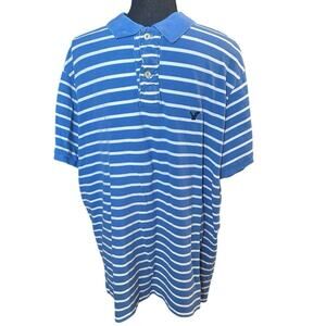 American Eagle Blue Striped Polo Shirt – Men’s XXL